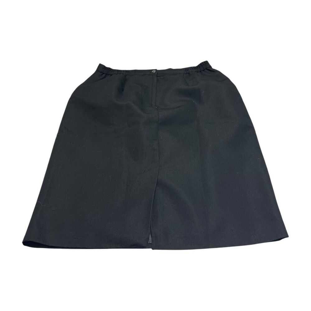 Michele A-Line Skirt Women's 16 Black Lined Back Button Preppy Modern Minimalist - Picture 2 of 6